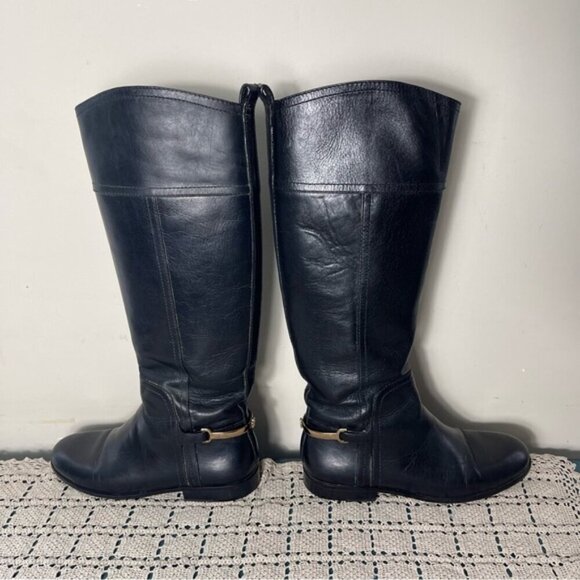 Tory Burch Black Leather Riding Boots Women's Size: 7M Gold hardware - Picture 10 of 14